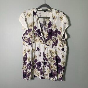 NEW Suzanne Betro lightweight floral deep v-neck sleeveless‎ summer shirt top